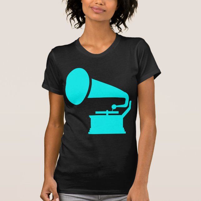 T-shirt Phonographe - Cyan (Devant)