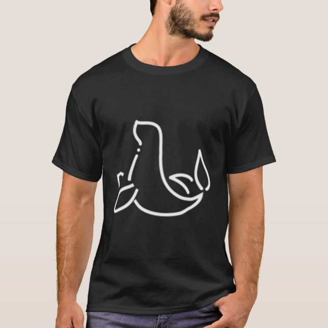 T-shirt Phoque Animal Badge Ligne de Patch Art Icône Plan  (Devant)