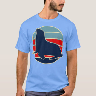 T-shirt phoque animal rétro-marin