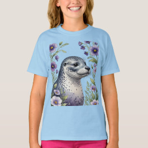 T-shirt Phoque Marin du Littoral Entouré de Viola