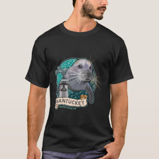 T-shirt Phoque Portuaire Et Phare De Brant Nantucket Massa