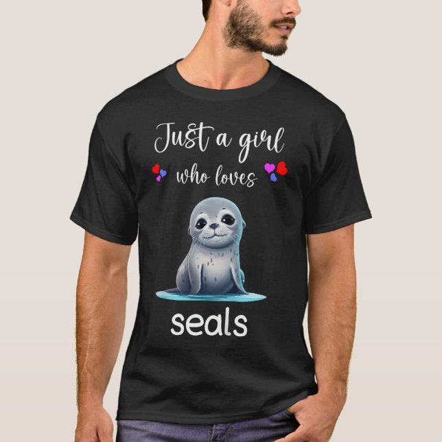 T-shirt Phoques drôles coeurs filles mignonnes phoques ani (Devant)