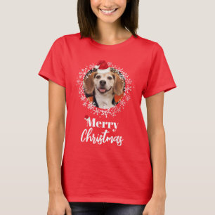 T-shirt Photo Animaux de compagnie Red Santa Hat Snowflake
