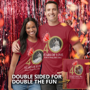 T-shirt photo anniversaire rubis 40 ans alors et maintenan