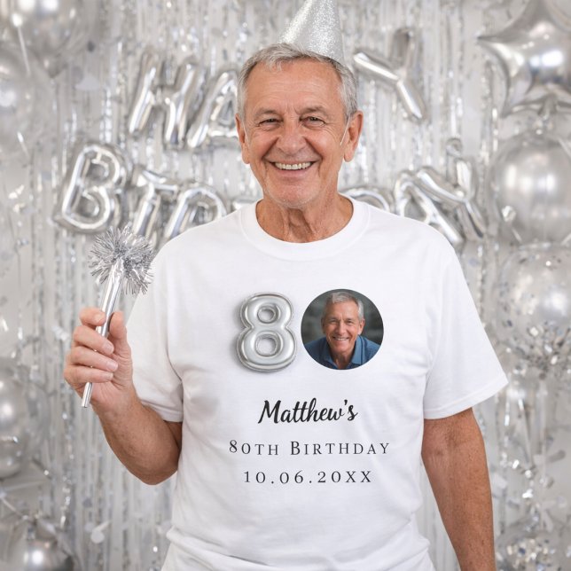 T-shirt photo argent pour 80 ans (Créateur téléchargé)