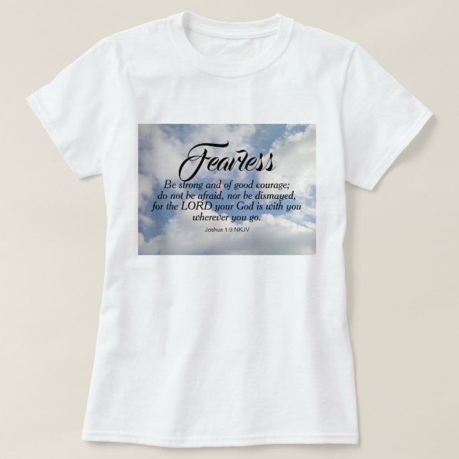 T-shirt Photo Blue Cloudy Sky Be Not Afraid Bible Verse (Design devant)