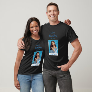 T-shirt photo Blue Elegant Joyeux Anniversaire