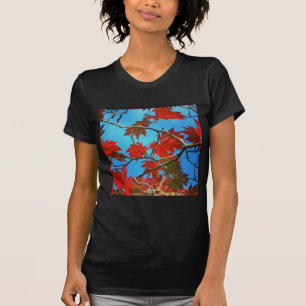 T-shirt Photo carré - Feuilles rouges d'automne
