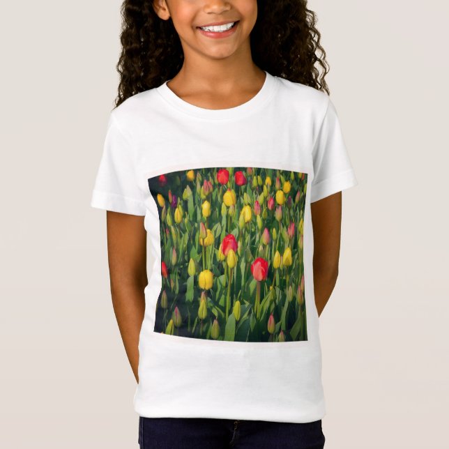 T-Shirt Photo carré - Tulipes colorées (Devant)