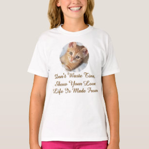 T-shirt Photo Chat Texte, remplaçable,