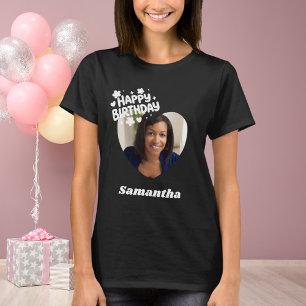 T-shirt Photo cœur nom anniversaire noir