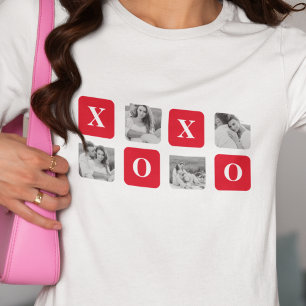 T-shirt Photo Collage moderne Couple et XOXO rouge