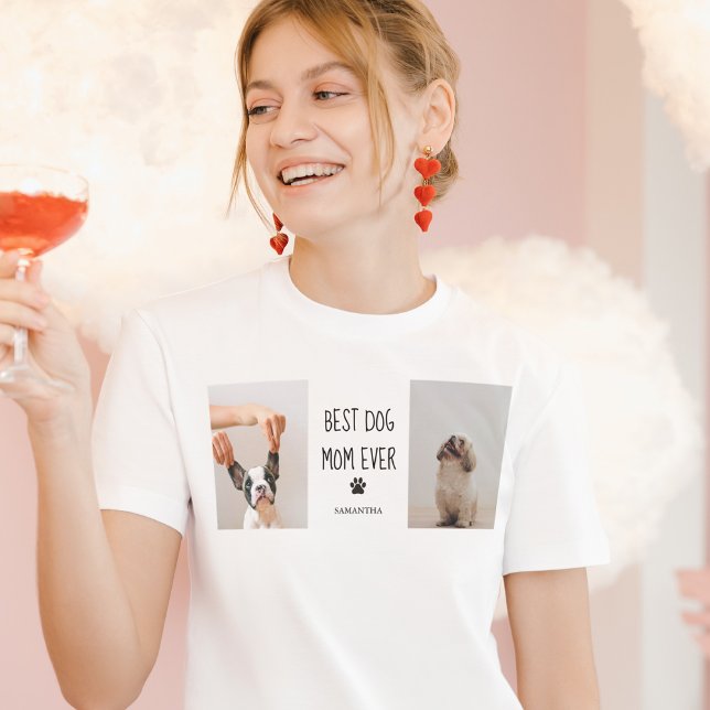 T-shirt Photo Collage moderne Meilleur Chien Maman Jamais (Créateur téléchargé)