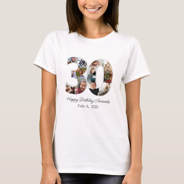 T-shirt Photo Collage Number 30 - 30th Birthday (Devant)