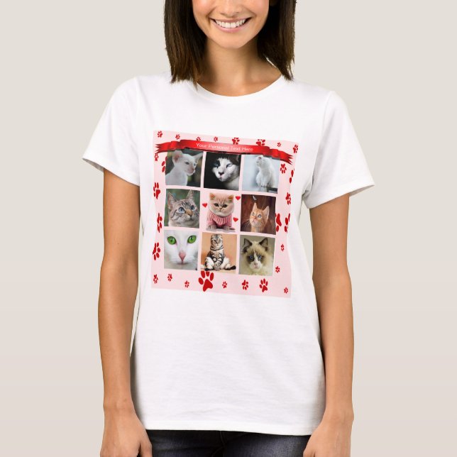 T-shirt Photo Collage Personnalisable Pour Chats (Devant)
