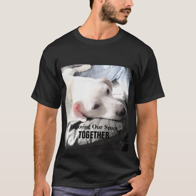 T-shirt Photo Cute Lazy White Dog Coach Potato avec papa (Devant)