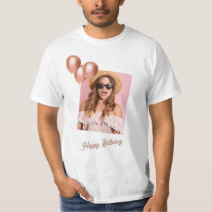 T-shirt photo d'anniversaire noir et blanc