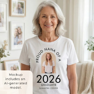 T-shirt Photo d'arche moderne Fière Mamie de la promotion