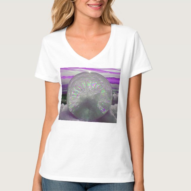 T-shirt photo de balle violette pour femmes (Devant)