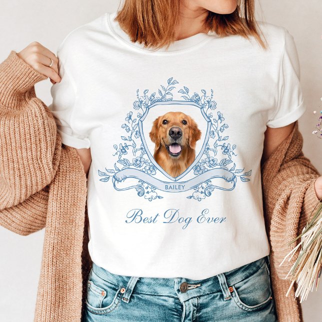 T-shirt Photo de chien dans une crête de Chinoiserie | Mei (Créateur téléchargé)
