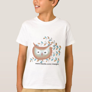 T-shirt Photo de Chouette mignonne en Brown et Turquoise