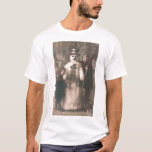 T-shirt Photo de Christmas Girls et Snowman Vintage<br><div class="desc">A charming antique 1910 French Christmas photo postcard of two pretty,  adorable little girls happily hugging and posing with their solive snowman friend,  as snow flow down upon them. Wishing a Joyeux Noel.</div>