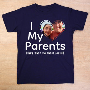 T-shirt Photo de Coeur mignon J'aime mes parents Jésus