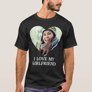 T-shirt Photo de coeur moderne personnalisée J'aime ma pet