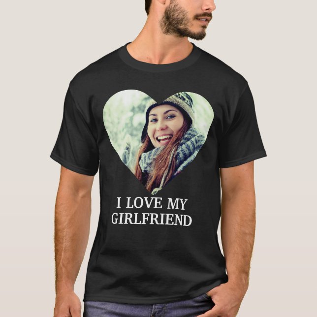 T-shirt Photo de coeur moderne personnalisée J'aime ma pet (Devant)