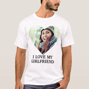 T-shirt Photo de coeur moderne personnalisée J'aime ma pet