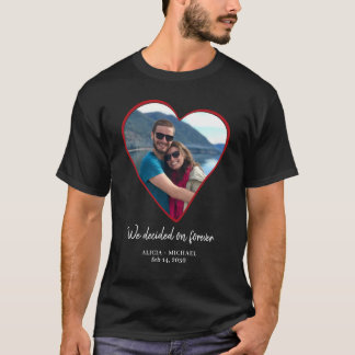 T-shirt Photo de couple personnalisé cœur fiançailles