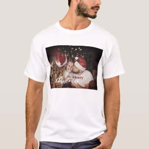 T-shirt Photo de famille moderne et branchée de Noël sombr