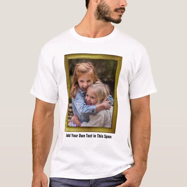T-shirt Photo de famille personnalisée dans le cadre Gold  (Devant)