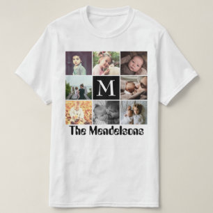 T-shirt Photo de famille personnalisée et nom monogramme