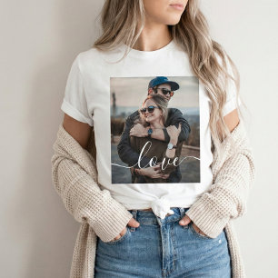 T-shirt Photo de fiançailles de couple Amour Script