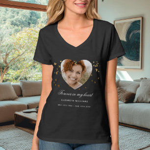 T-shirt Photo de funérailles mémorial cœur doré