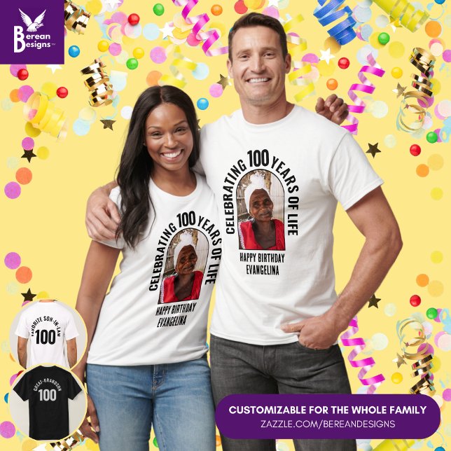 T-shirt Photo de la famille correspondant aux célébrations (Matching Family Birthday T-Shirt with Customizable Text and Photo. Ideal for reunions & milestones.)