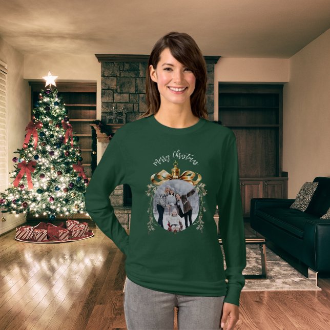 T-shirt Photo de la famille de l'or vert de Noël (Créateur téléchargé)