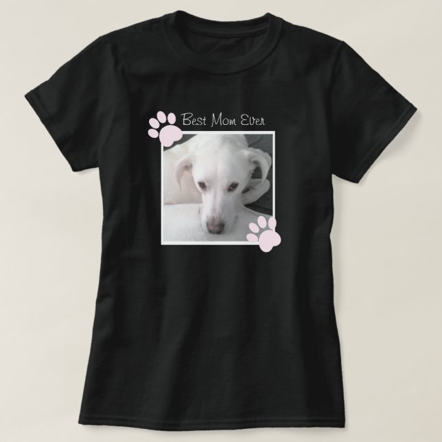 T-shirt Photo de l'unique mignon chien blanc Pink Paws Bes (Design devant)
