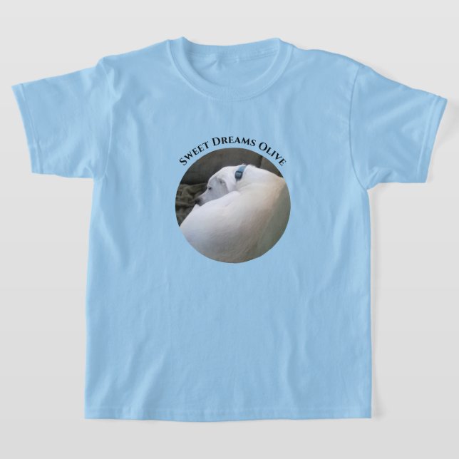 T-shirt Photo de mignon Chien dormant bleu (Poser)