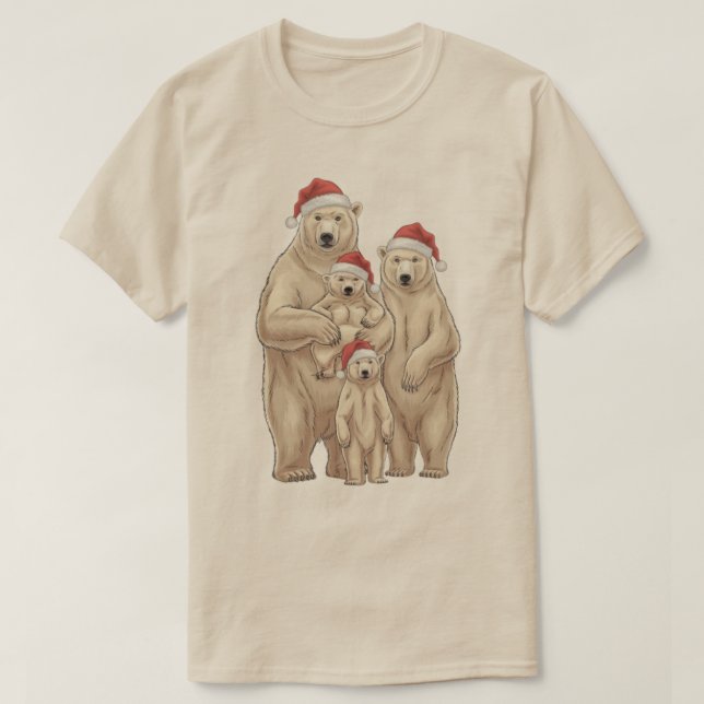 T-shirt Photo de Noël d'une famille d'ours polaires (Design devant)