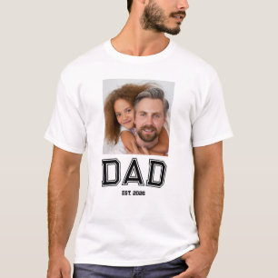 T-shirt Photo de Papa Minimal Année d'Arrivée Nouveau Père