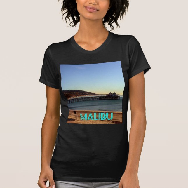 T-shirt Photo de pilier de Malibu et de plage de (Devant)