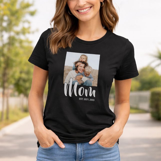 T-shirt Photo de script établi par maman (Mom Established Script Photo T-Shirt)