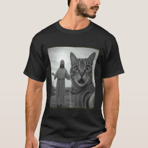 T-shirt Photo de selfie de chat Jésus drôle mème religieux