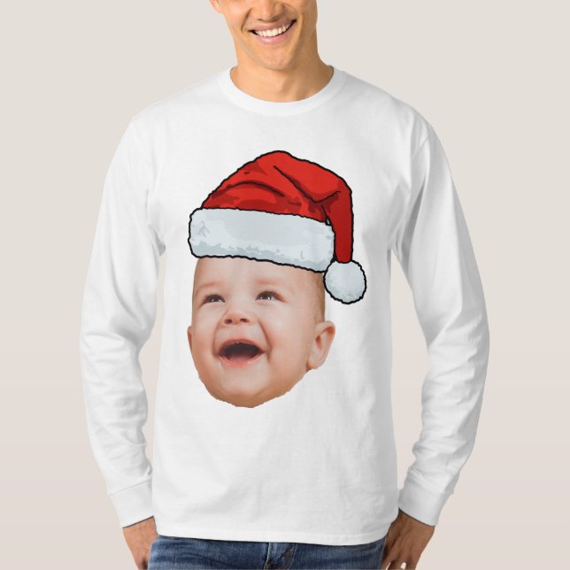 T-shirt Photo de visage de bébé personnalisé Noël du Père  (Devant)