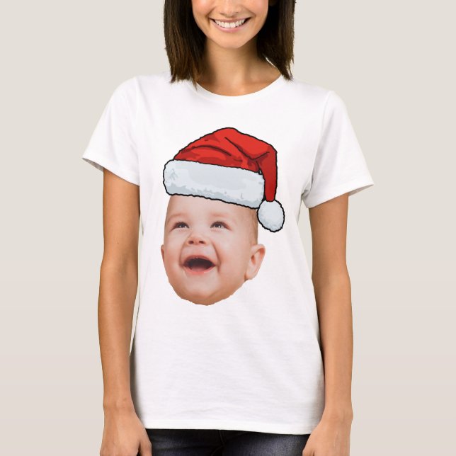 T-shirt Photo de visage de bébé personnalisé Noël du Père  (Devant)