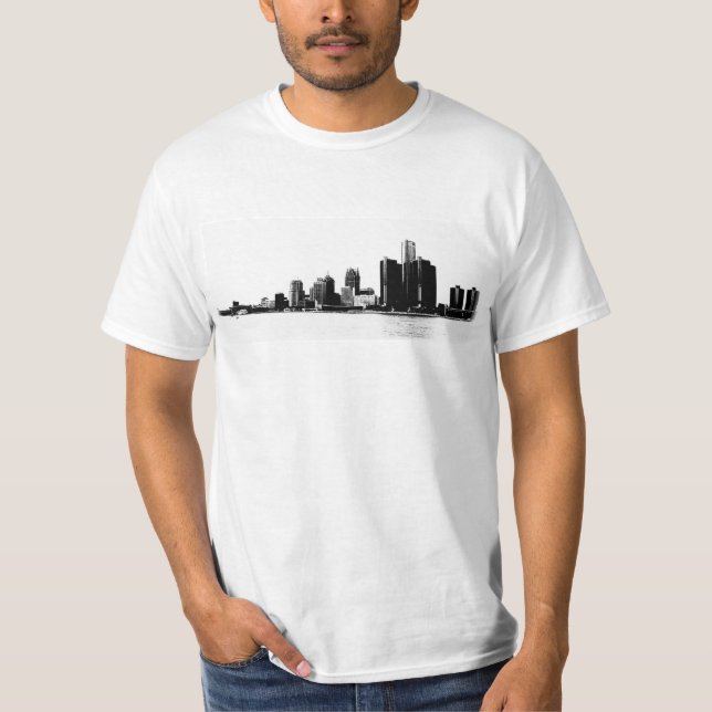T-shirt Photo d'horizon de Detroit (Devant)