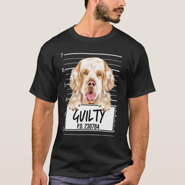 T-shirt Photo d'identité de Clumber Spaniel Chien Coupable (Devant)