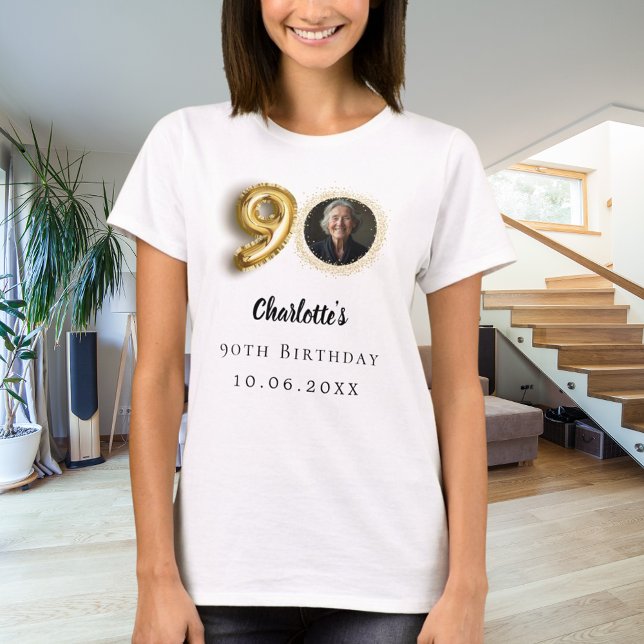 T-shirt photo d'or à 90e anniversaire (Créateur téléchargé)